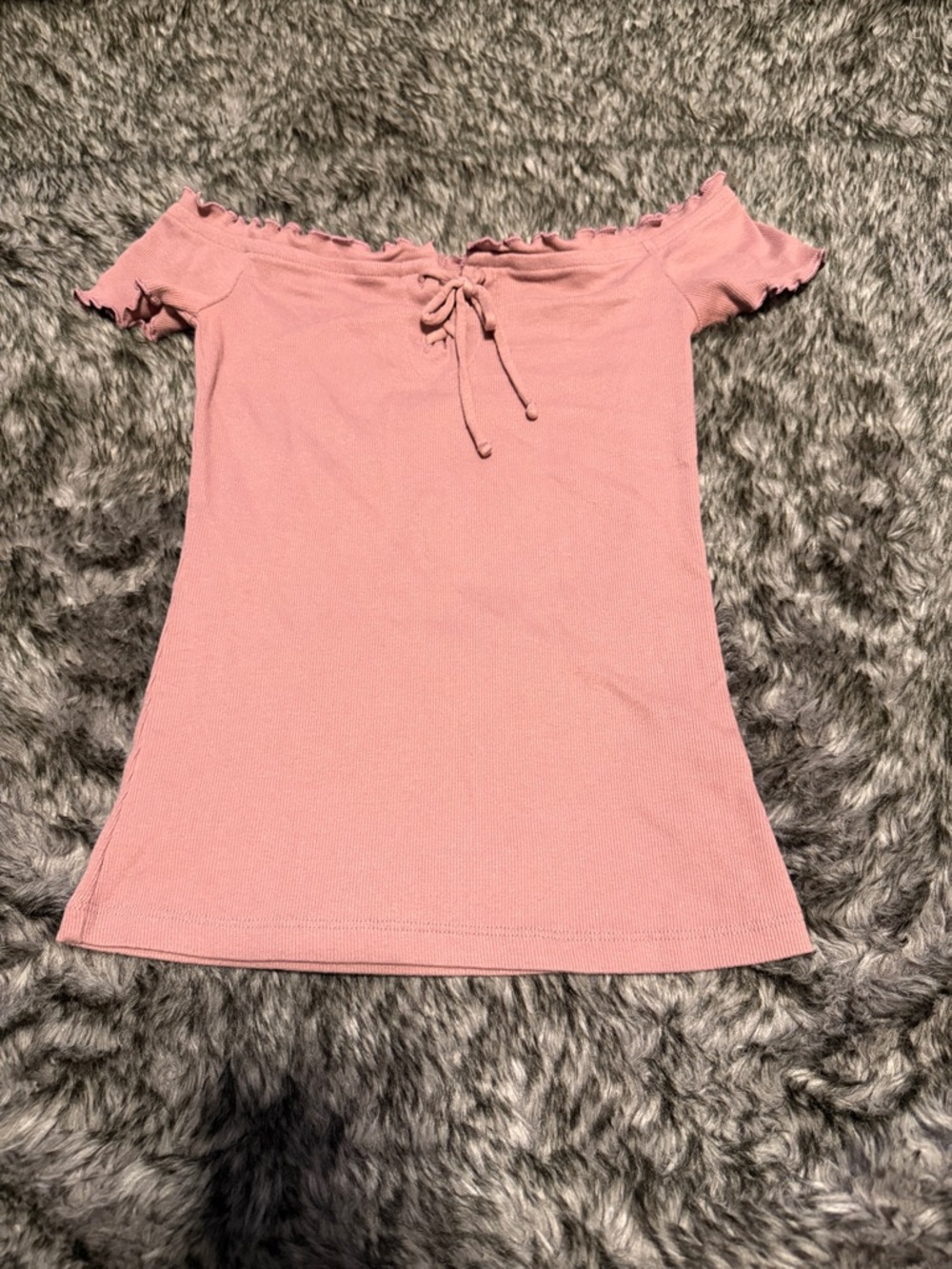Aeropostale Dusty Pink Off-Shoulder Crop Top with Front Tie